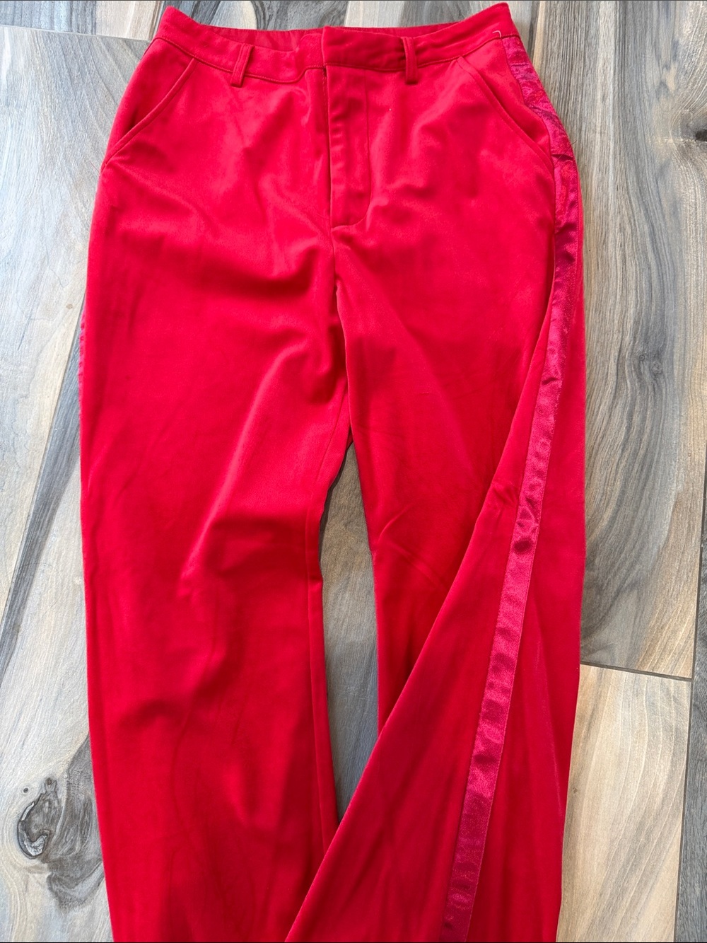 Seven for all mankind Red Satin-Trim velvet feel  Straight Leg dress Pants